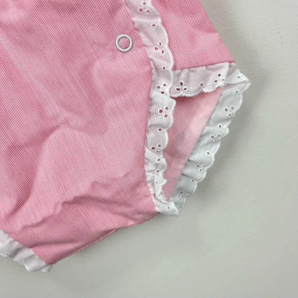 Vintage Healthtex Pink Ruffle Sun Suit Romper 9 Months USA